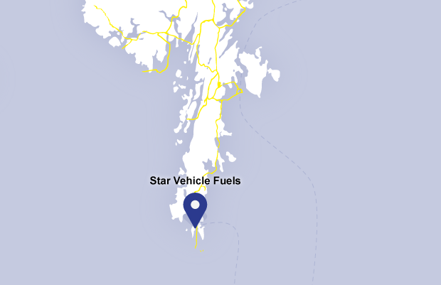 Star Rent-a-car filling station (with shop) on a map.